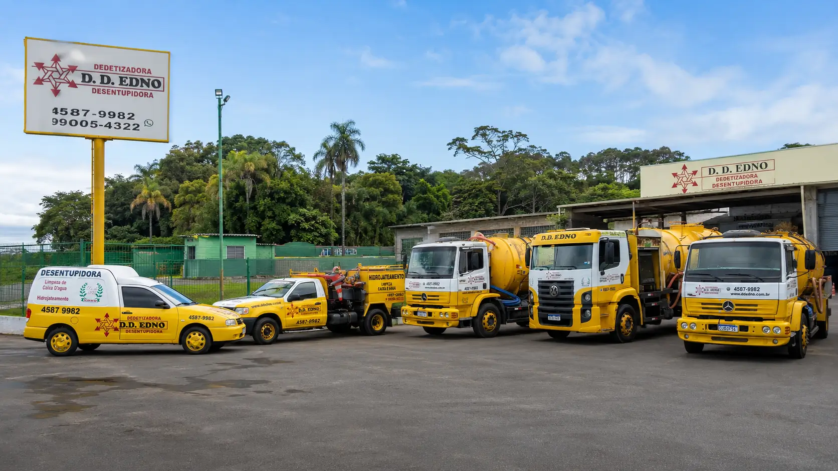 Frota própria de caminhões a vácuo e hidrojateamento da D.D. Edno